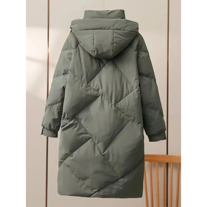 Warm Women's Padded Parka Coat with High Collar