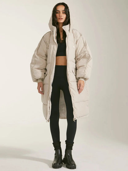 Warm Women's Parka Jacket with Hood and Pockets - Nocini