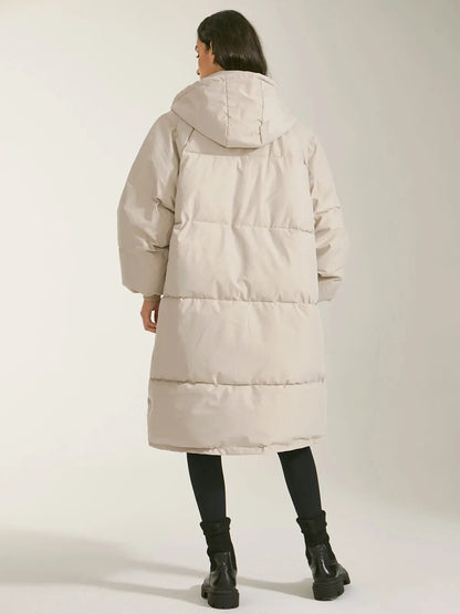 Warm Women's Parka Jacket with Hood and Pockets