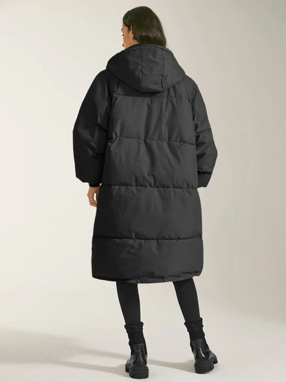 Warm Women's Parka Jacket with Hood and Pockets