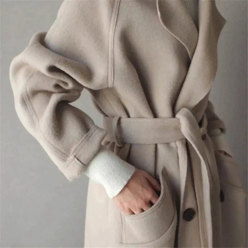 Classic Ladies Trench Coat with Belted Waist