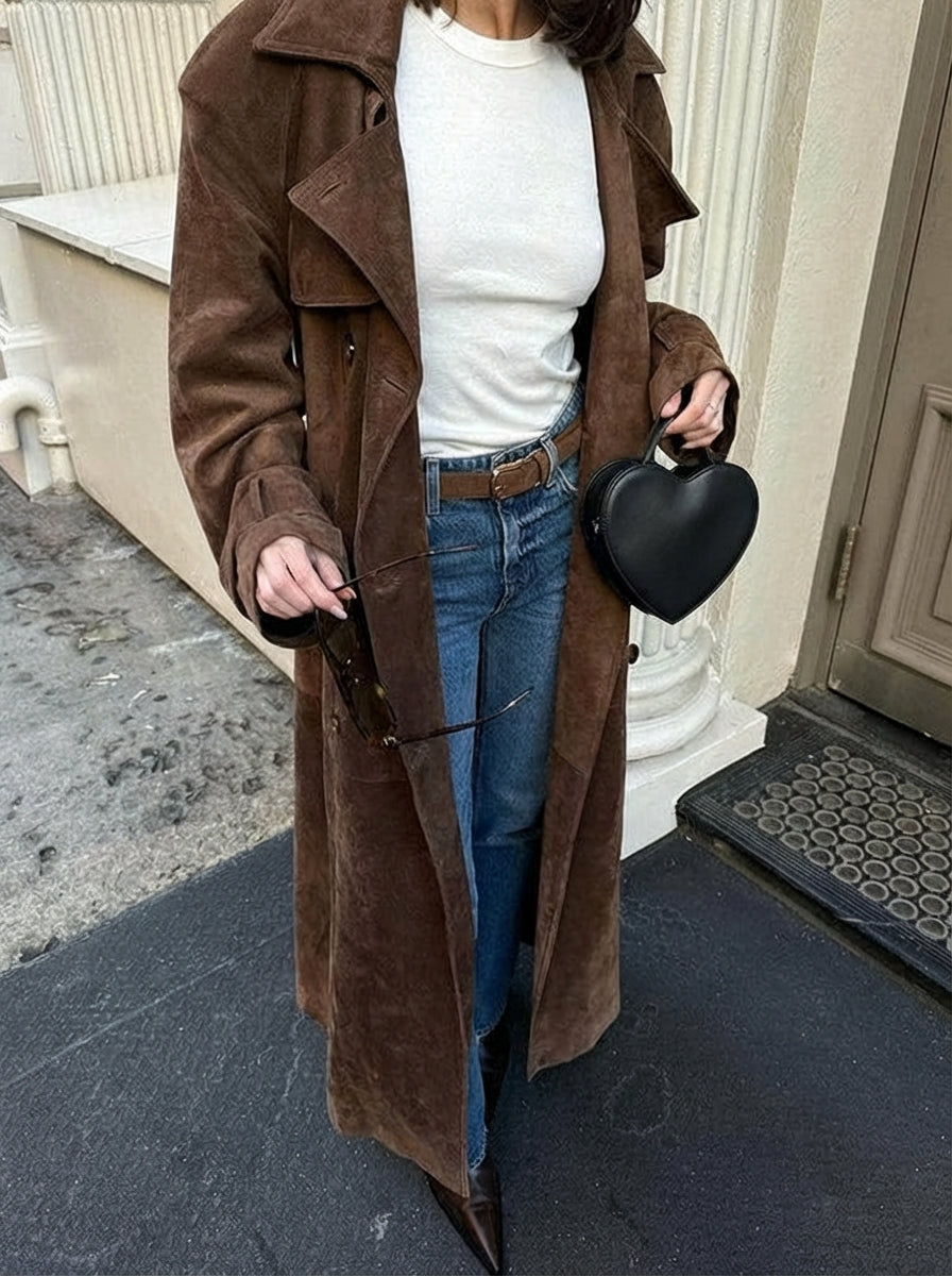 Classic Ladies Trench Coat with Wide Collar