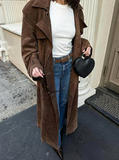 Classic Ladies Trench Coat with Wide Collar
