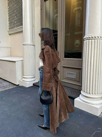 Classic Ladies Trench Coat with Wide Collar