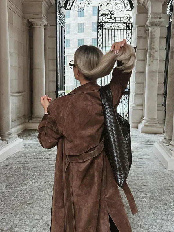 Classic Ladies Trench Coat with Wide Collar