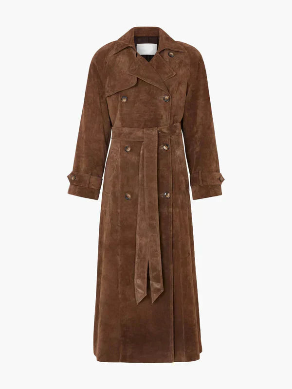 Classic Ladies Trench Coat with Wide Collar