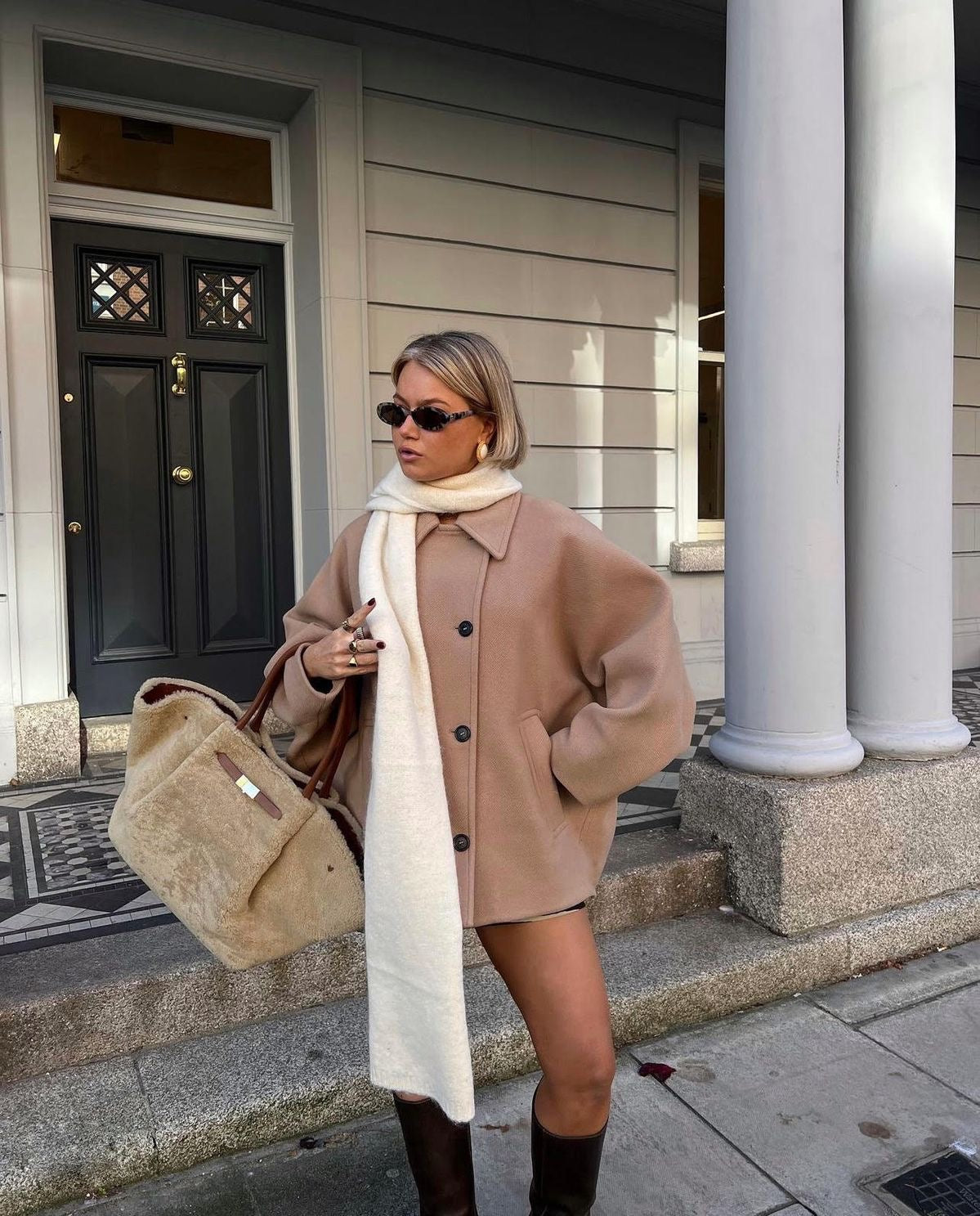 Ladies Classic Double Breasted Wool Coat - Nocini
