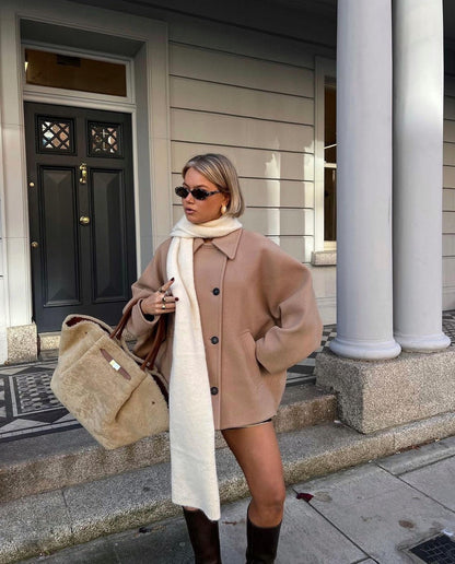 Ladies Classic Double Breasted Wool Coat - Nocini