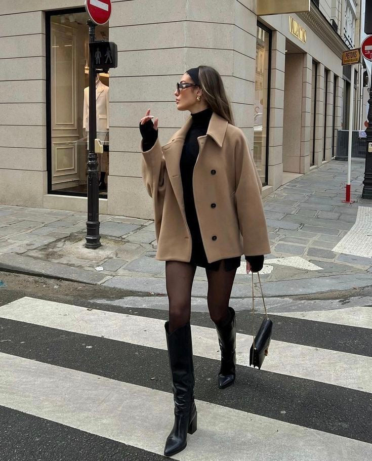 Ladies Classic Double Breasted Wool Coat