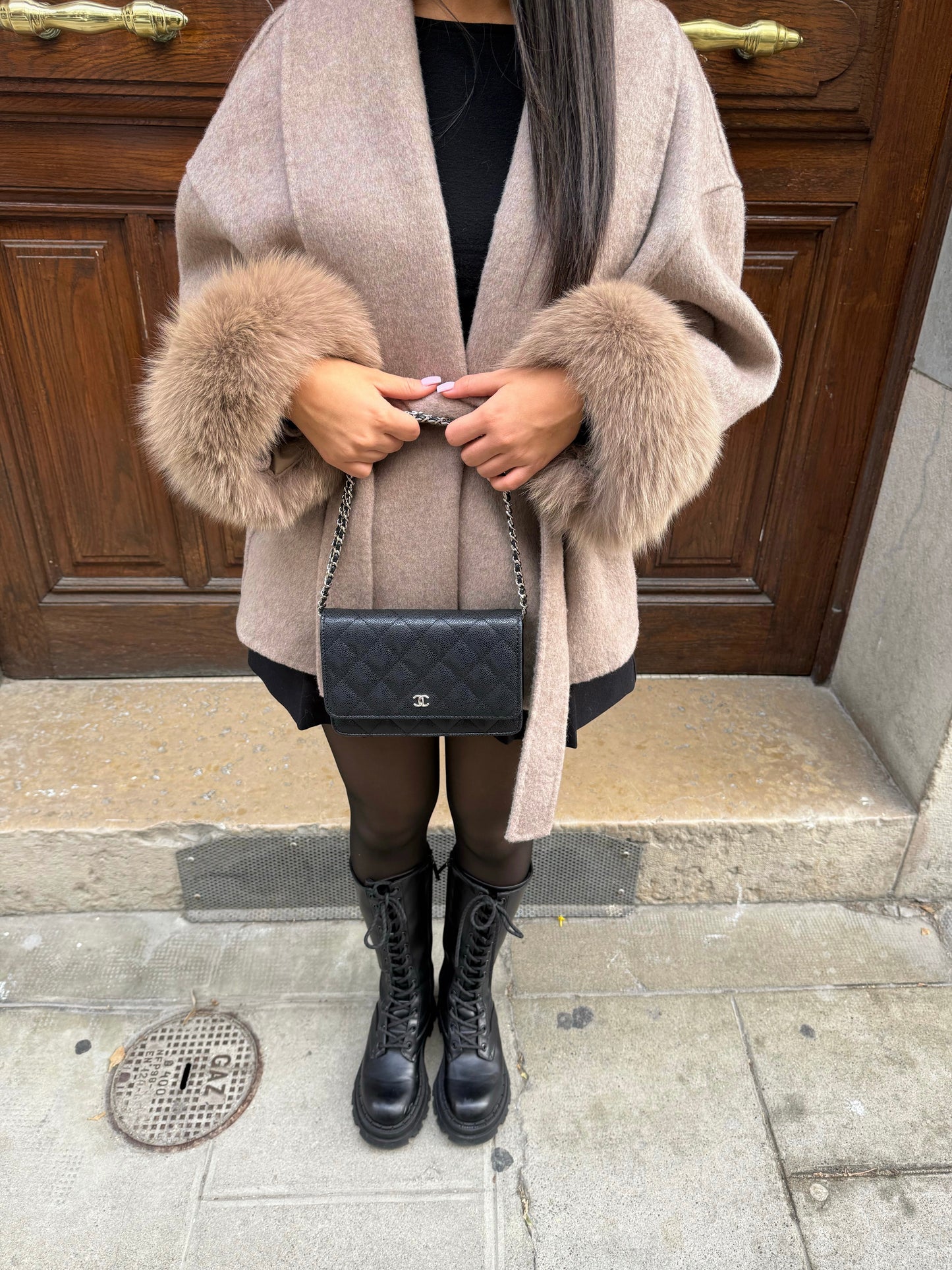 Ladies' Wrap Coat with Tie Waist and Shawl Neck