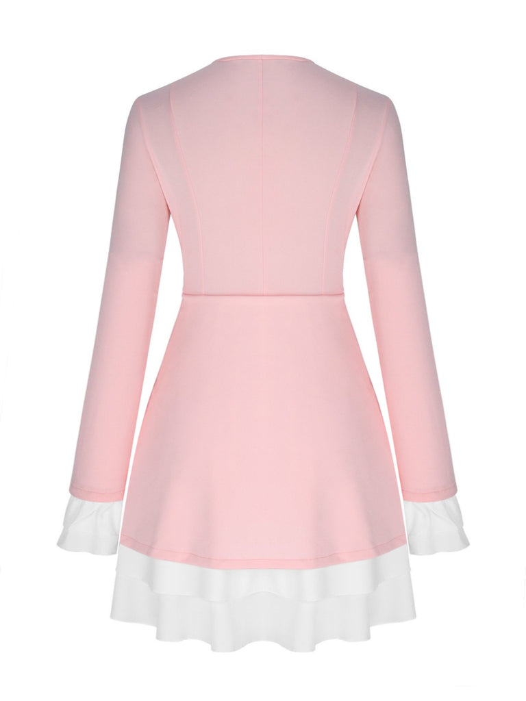 Sexy Short Dress with Low Neck and Flirty Sleeves