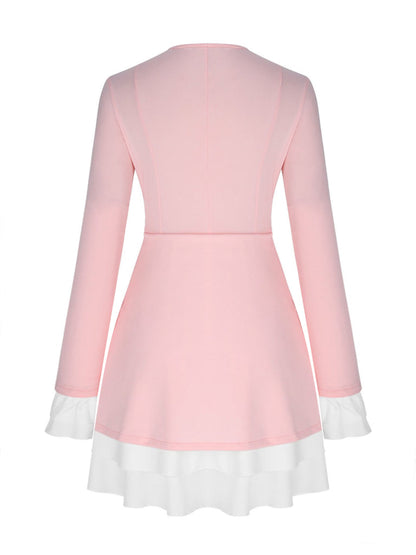 Sexy Short Dress with Low Neck and Flirty Sleeves