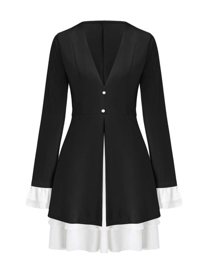 Sexy Short Dress with Low Neck and Flirty Sleeves