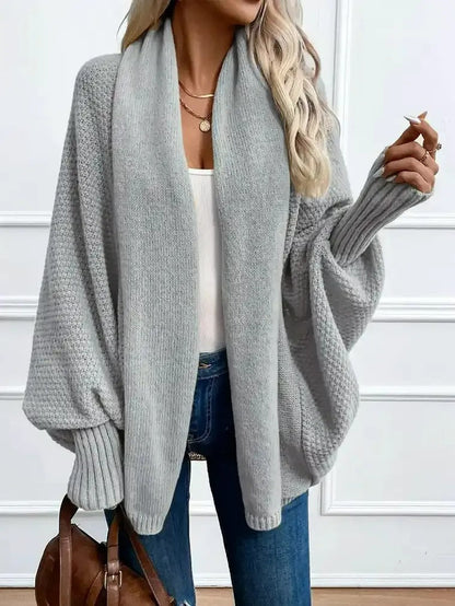 Women's Oversized Cardigan with Wrap Neck and Bell Sleeves