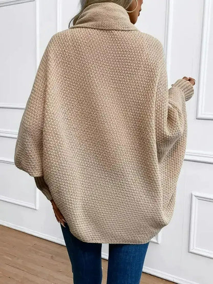 Women's Oversized Cardigan with Wrap Neck and Bell Sleeves