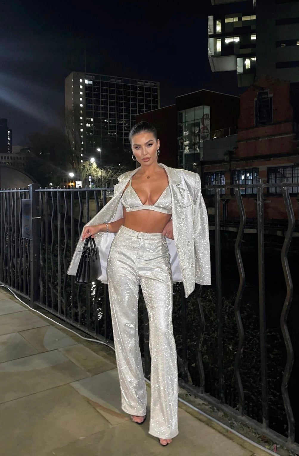 Glittering Sequin Suit for Women with Jacket and Trousers