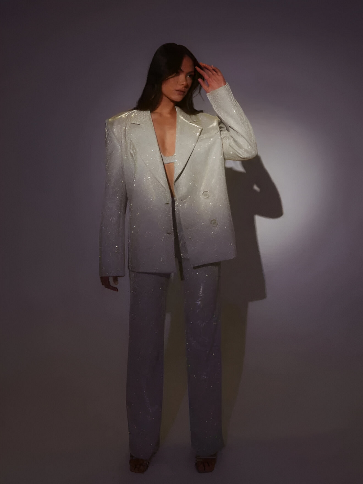 Glittering Sequin Suit for Women with Jacket and Trousers