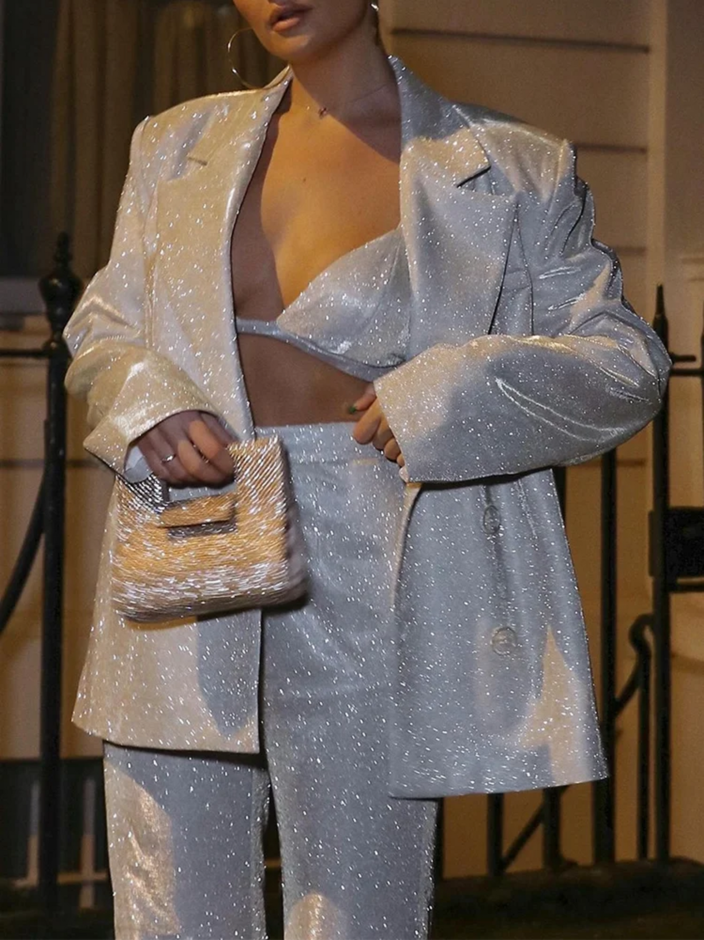 Glittering Sequin Suit for Women with Jacket and Trousers