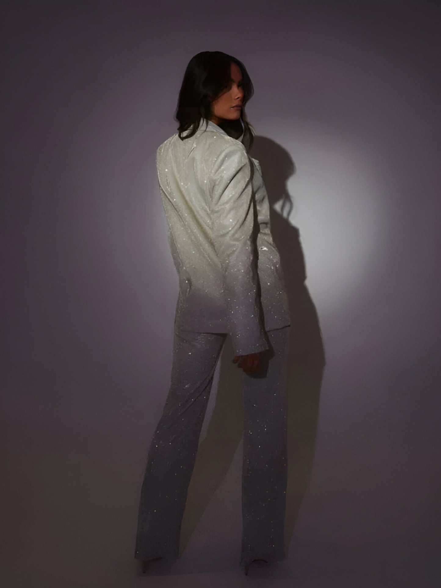 Glittering Sequin Suit for Women with Jacket and Trousers