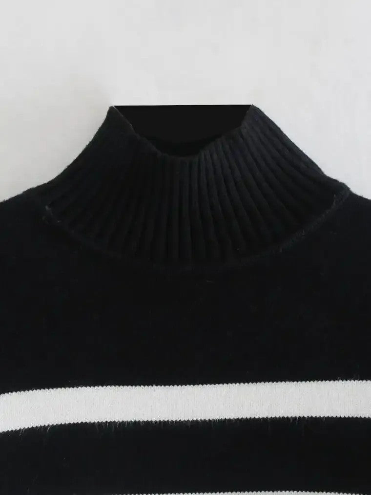 Women's Striped Crew Neck Warm Sweater