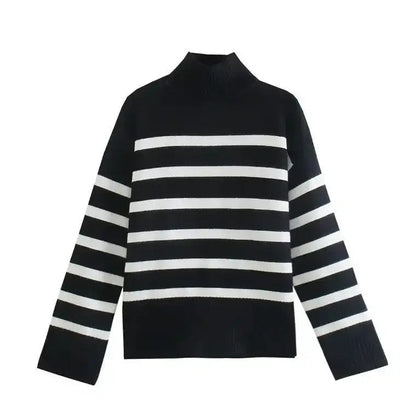 Women's Striped Crew Neck Warm Sweater
