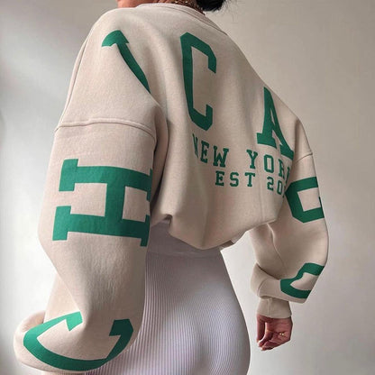 Ladies Crew Neck Graphic Sweatshirt