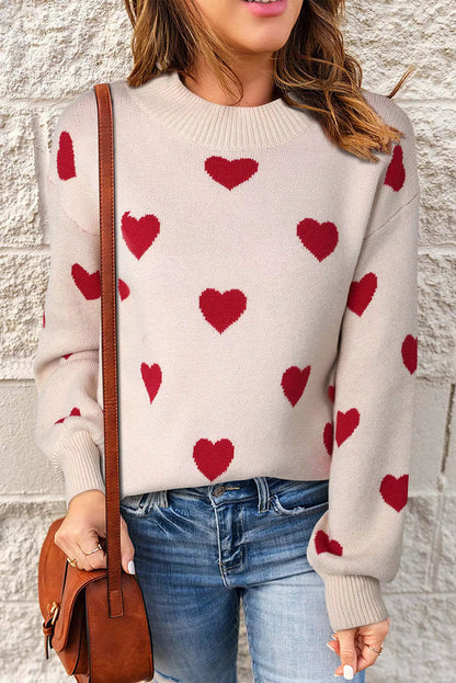 Ladies' Crew Neck Sweater with Heart Design