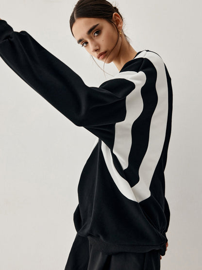 Ladies' Crew Neck Striped Pullover Sweater