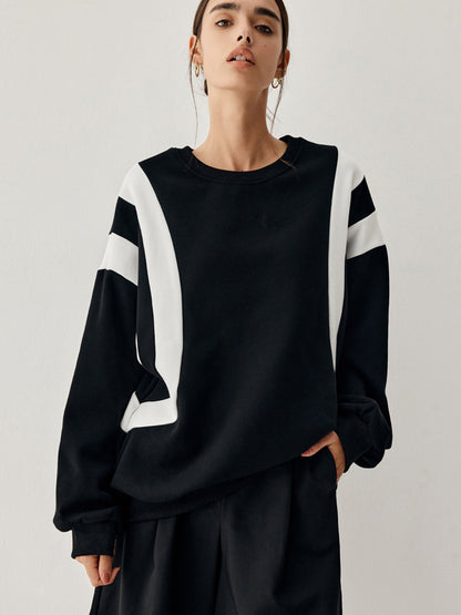 Ladies' Crew Neck Striped Pullover Sweater