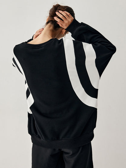 Ladies' Crew Neck Striped Pullover Sweater