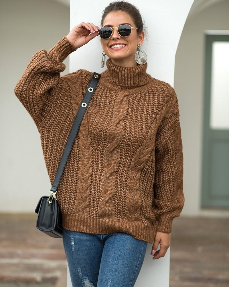 Ladies Classic Crew Neck Cable Knit Sweater