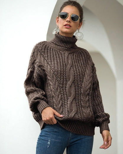 Ladies Classic Crew Neck Cable Knit Sweater