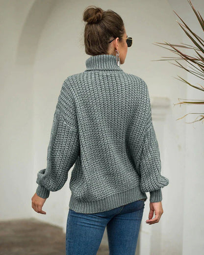 Ladies Classic Crew Neck Cable Knit Sweater