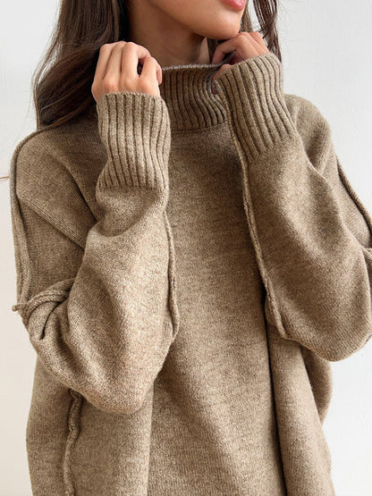 Women's Crew Neck Jumper with Long Sleeves and Flare Trousers