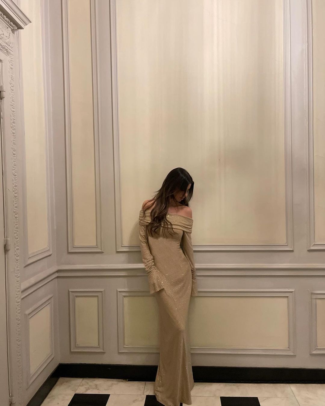 Sequined Long Sleeve Wrap Maxi Dress for Women