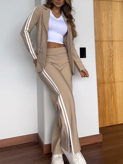 Ladies' Suit Jacket and Trousers with Stripe Detail