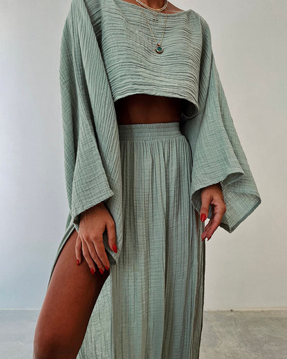 Ladies' Crop Top and Long Flowy Skirt Set