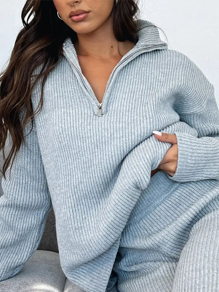 Cozy Zip Up Sweater and Legging Set