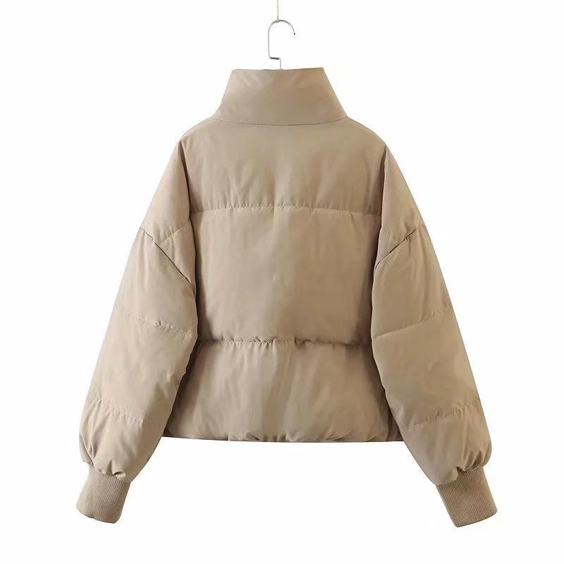 Women's Padded Zip Up Coat with High Collar