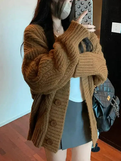 Women's Open Front Sweater with V Neck