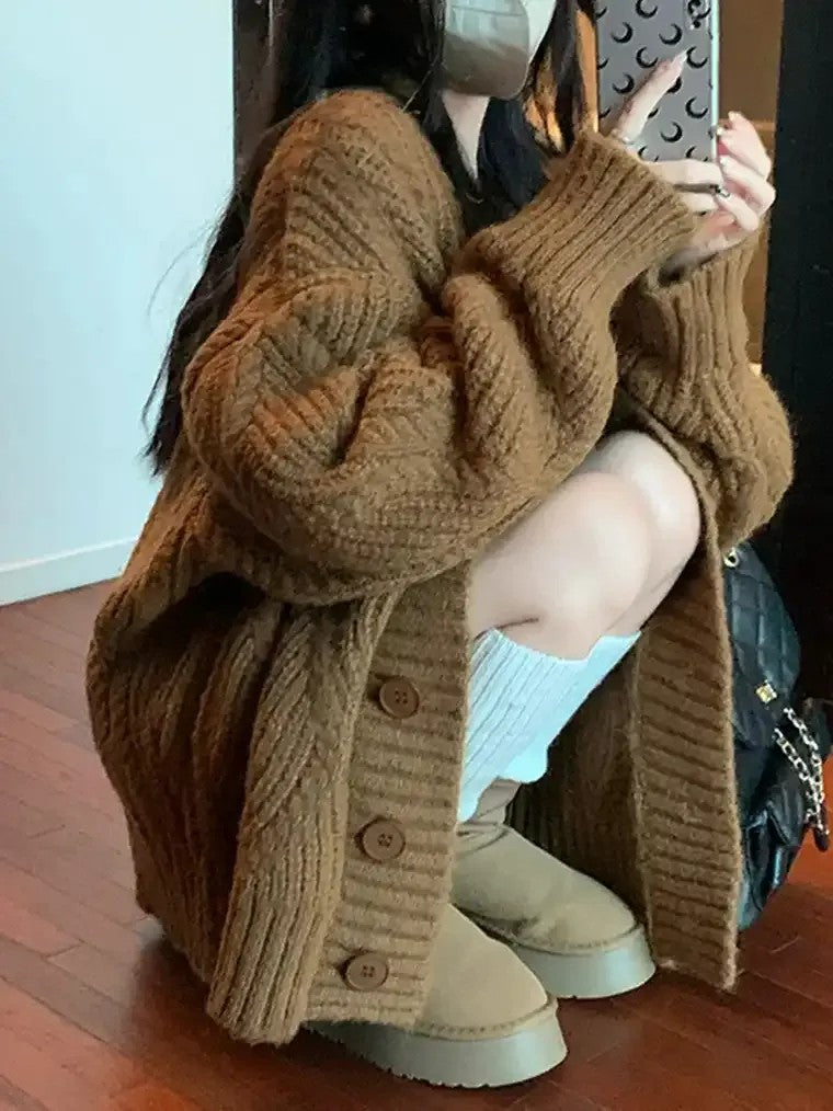 Women's Open Front Sweater with V Neck