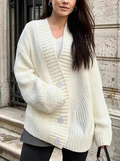 Women's Open Front Sweater with V Neck - Nocini