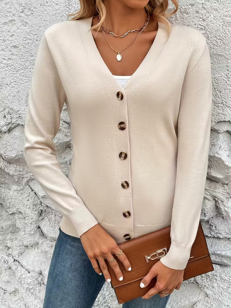 Ladies Open Front V Neck Sweater Cardigan