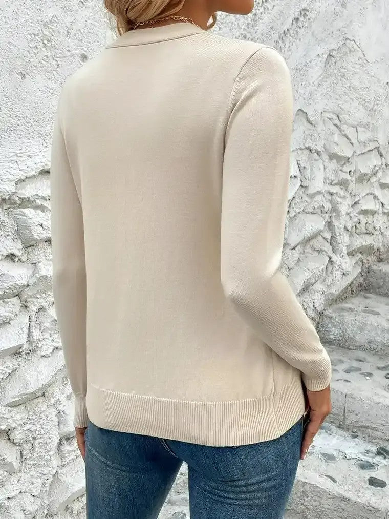 Ladies Open Front V Neck Sweater Cardigan