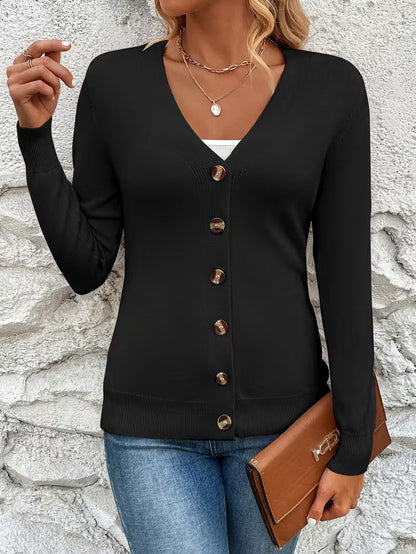 Ladies Open Front V Neck Sweater Cardigan - Nocini