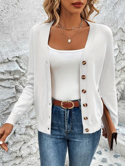 Ladies Open Front V Neck Sweater Cardigan