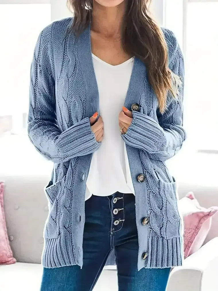 Women's Cable Knit Button Front Sweater - Nocini