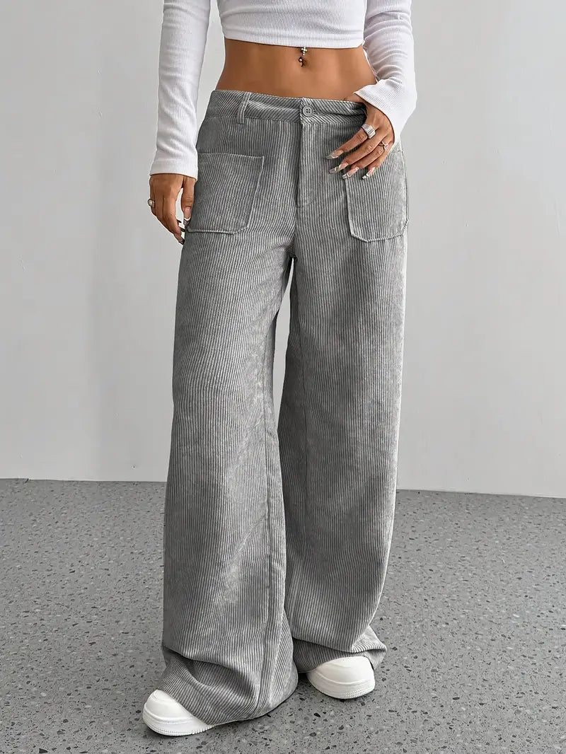 Comfortable High Waisted Wide Leg Women's Pants