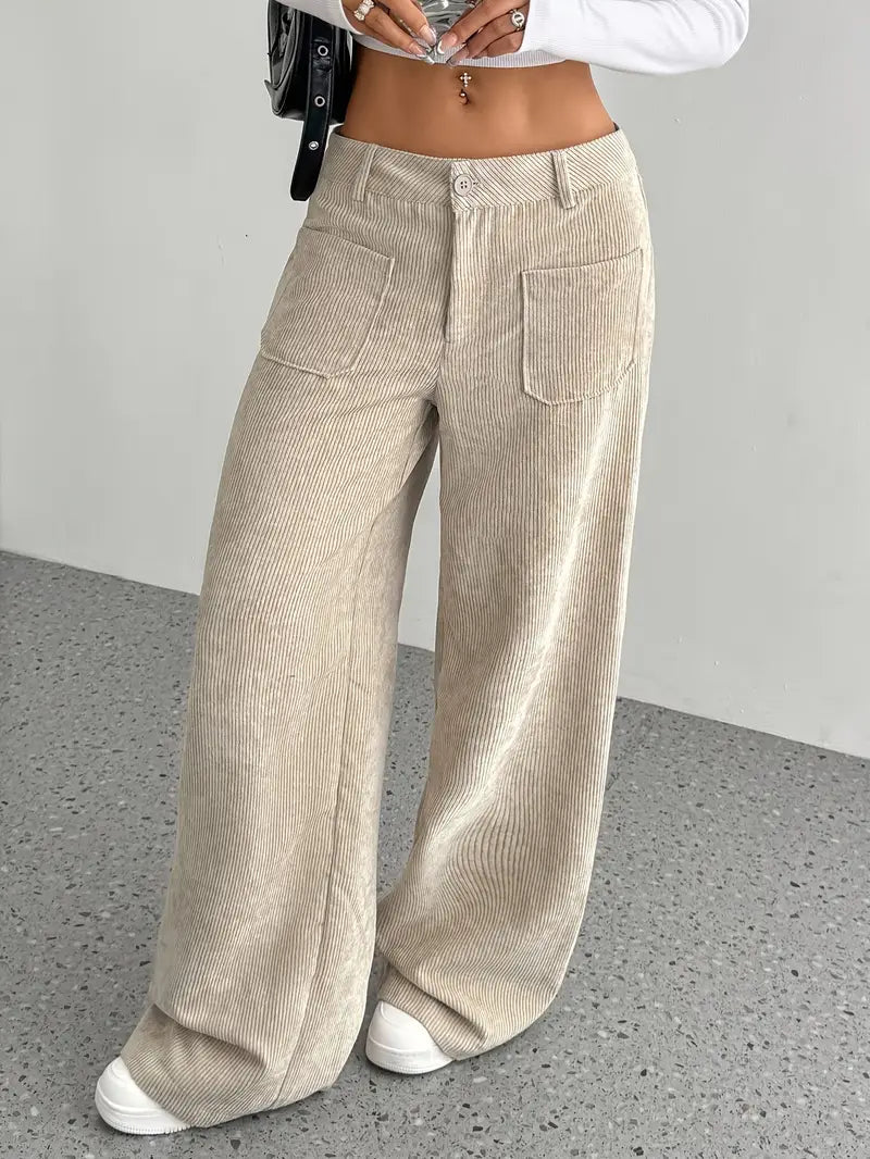 Comfortable High Waisted Wide Leg Women's Pants - Nocini
