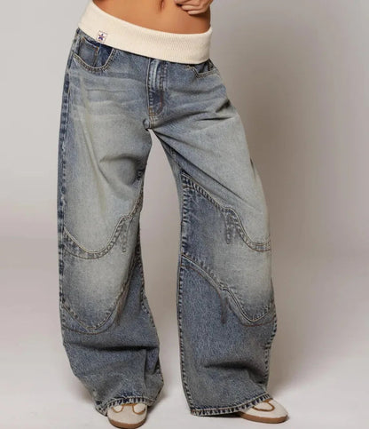 Loose Fit Women's Trousers with High Waistband - Nocini